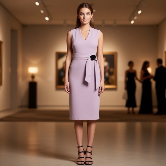 NWT BADGLEY MISCHKA BELLE KAYLA DRESS DUSTY LAVENDER WOMENS SIZE 0 - Picture 14 of 14